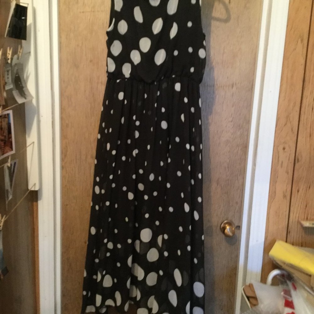 Black and with white dots maxi dress Dress pit to pit measures almost 20"